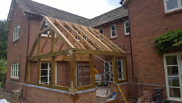 Basic oak frame erected