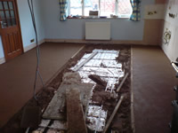 Kitchen refurbishment - pipes covered over with floor screed