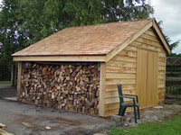 Oak woodstore with cedar shingles