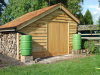Oak woodstore with cedar shingles